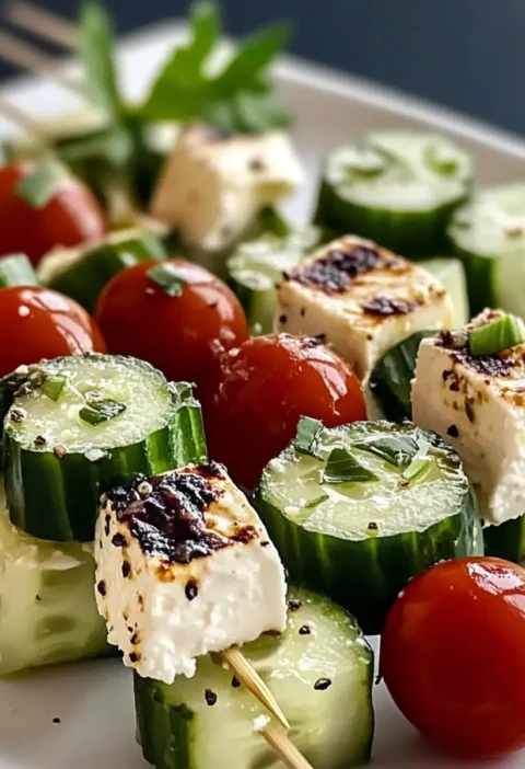 Feta Spieße mit Gurke Rezept